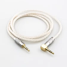 8Cores Silver Plated 3.5mm male to 3.5mm right angled Stereo AUX Cable Adapter