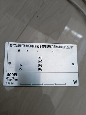 Toyota ID tag For Manufacturing European SA/NV - Celica, Crown