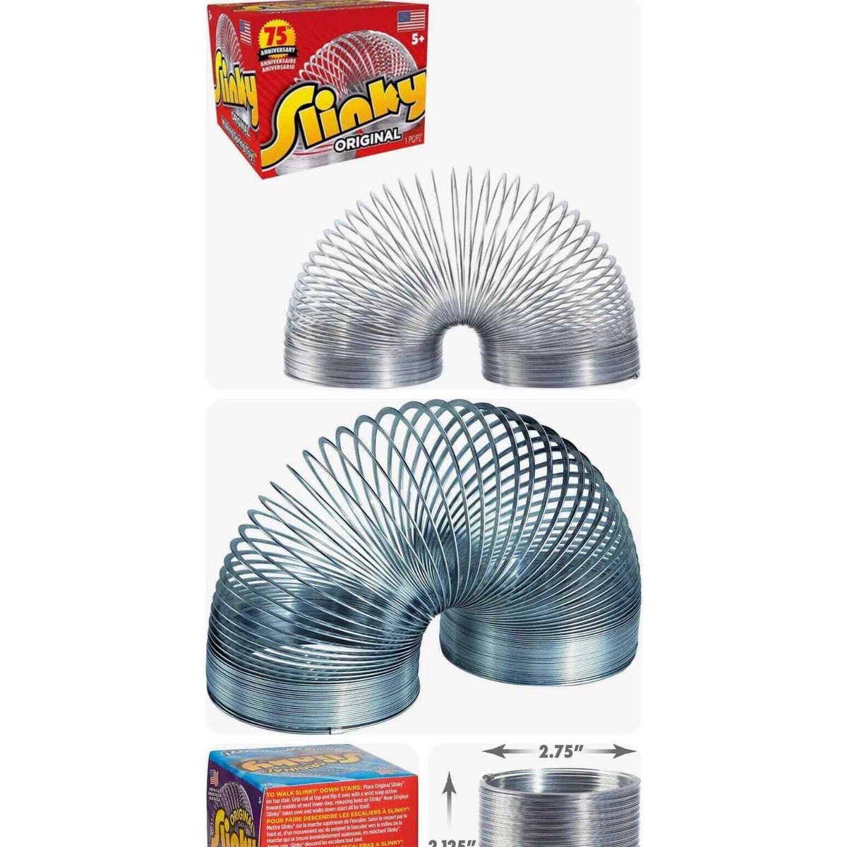 2x Slinky Original Metal Walking Fidget Spring Toys 75th
