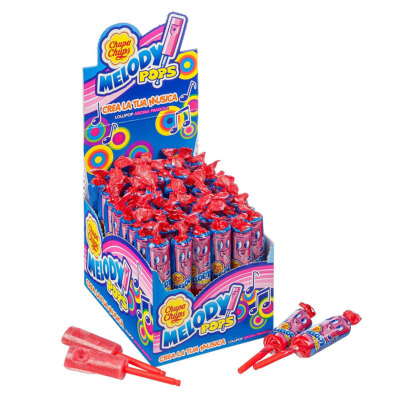 Chupa Chups Melody Pop Lolly mit Flöte Erdbeergeschmack 16g 48er Pack