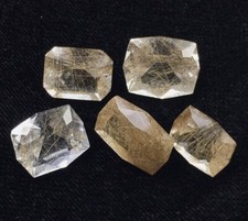 23carats Natural Golden Rutilated Quartz Faceted Gemstone 5pcs Lot From Pakistan