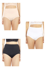 Rhonda Shear Women's Lace Trim Brief Black/White/Nude - Set of 3