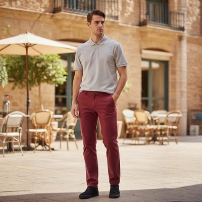 Original Penguin Chino Stretch Slim Fit Trousers Cabernet Red Men s 32x32