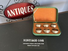 Rare Vintage Italian Napkin Rings Set 6 piece Valco Argen 1000 w/ org. box! Rare