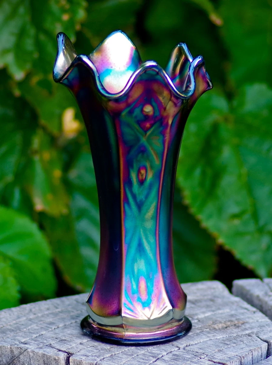 ヴィンテージ ブルー カーニバル ガラス antique carnival glass vase products for sale | eBay