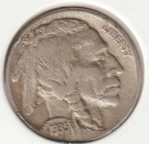 1935 US Indian Head Buffalo Nickel FULL DATE Rare 91 Year Old Collection Coin
