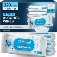 Large Alcohol Wipes 75 Unscented Hand Sanitizing Wipes 320 count 12 travel...