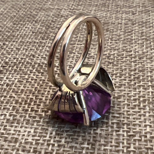 Antique Edwardian 10k Yellow Gold Round Purple Sapphire Ring sz 5.25 8.61g - Picture 13 of 23