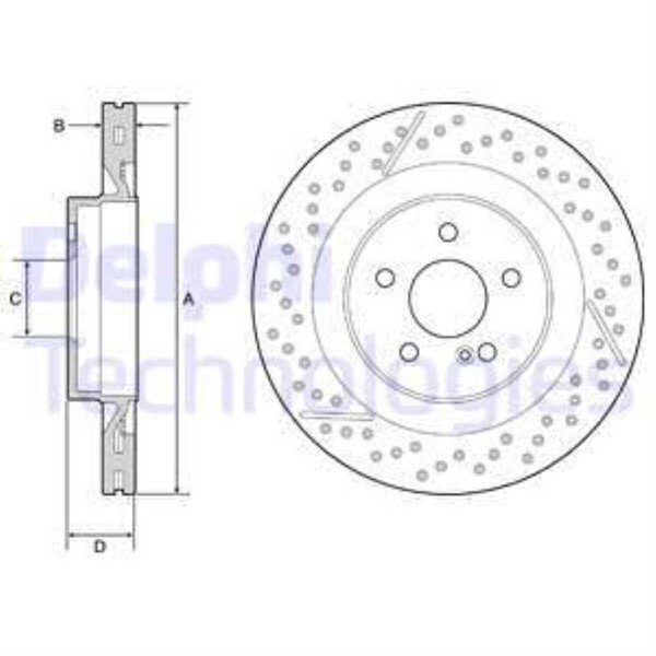 Delphi 2X Bremsscheibe Hinten Ø330 Mm BelüFtet FüR Mercedes-Benz C-Klasse-image