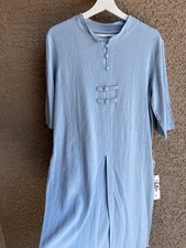 KSUA Light Blue Linen Tai Chi Meditation Tunic Mandarin Collar 3/4 Sleeve Size M