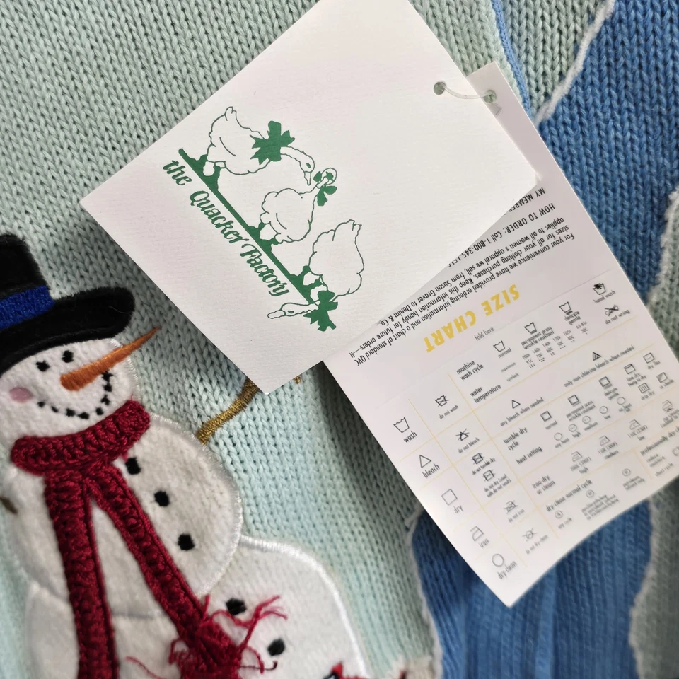 Vtg The Quacker Factory Womens Small Christmas Embroidered Cardigan Sweater New - Image 3 of 4