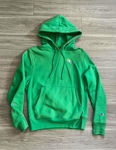 Champion Reverse Weave Green Floral Logo Pullover Hoodie Fleece Women’s S
