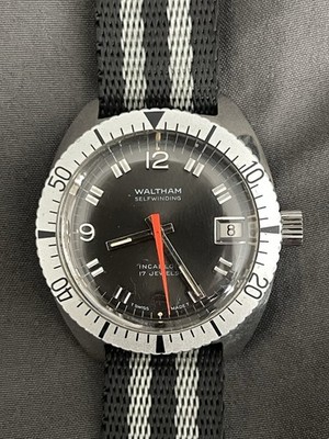 Vintage - WALTHAM INCABLOC Skin Diver Automatic 17 Jewels Watch - Swiss - B339