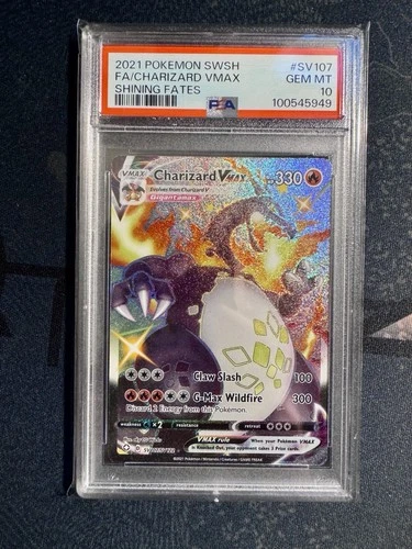 2021 Pokemon SWSH FA/ Charizard VMAX Shining Fates #SV107 GEM MT PSA 10