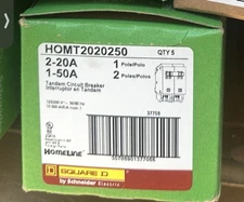 HOMT2020250 Homeline Quad Two 1 Pole 20Amp One 2P 50A Plug-In Tandem Breaker