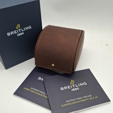 Breitling Watch Travel Case Brown Leather 1 Slot Excellent Condition Box Only