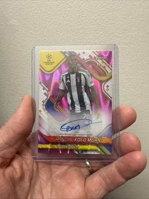 2024-25 Finest UEFA UCC Randal Kolo Muani Pink Wave Refractor Auto /75