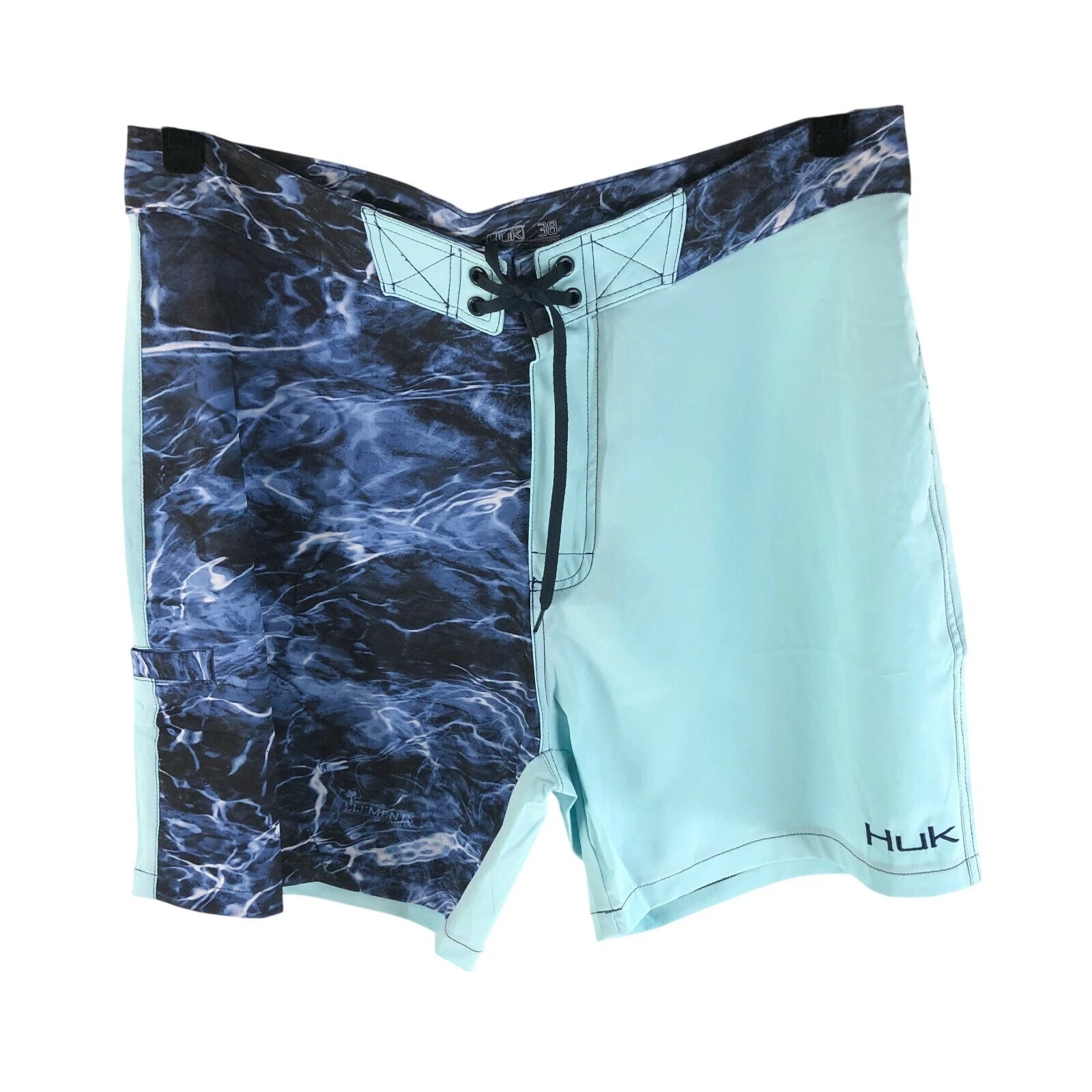 Huk Mens Board Shorts Quick Dry Sun Protection Stretch Mossy Oak Blue 38