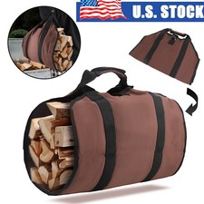 Firewood Log Carrier Bag Waterproof Waxed Canvas Log Tote Bag Holder Fireplace