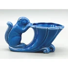 McCoy Blue Ceramic Squirrel Cornucopia Planter Succulent Pot Vintage Art Pottery