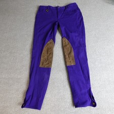 Ralph Lauren Womens Breeches 6 Purple Solid Riding Calf Leather