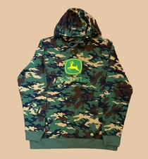 Men  s John Deere Logo Camouflage Pullover Hoodie Sweatshirt Size Medium NWT