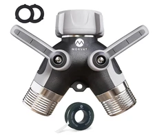 2 Pack Morvat 2-Way Garden Hose Splitter Heavy Duty Y Connector w/ Valves