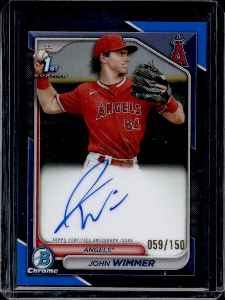 2024 Bowman John Wimmer Chrome Auto Blue Refractor 1st #59/150 Angels