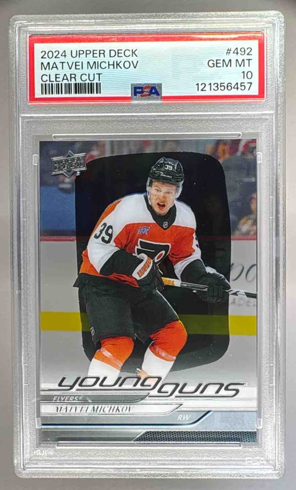 Matvei Michkov 2024 Upper Deck #492 Clear Cut Young Guns RC PSA 10