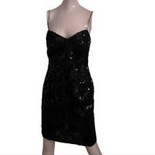 Vintage early 90's Black Sequin Boy Parry Party Dress