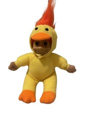 Vintage Russ Luv Pet Troll in Duck Costume 8" Plush Stuffed Animal Orange Hair