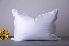 Luxury Premium Goose Down Pillows - Standard 20x26 inch - White Stripe