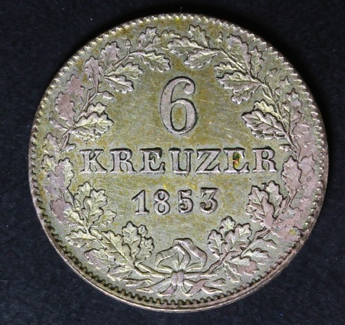 FRANKFURT AM MAIN (German City) 6 Kreuzer 1853 - Silver 0.333 - VF - 1110