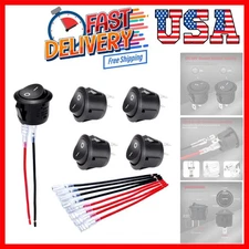 Durable 20mm SPST 12V Rocker Switch for Automotive & RV Applications - 5-Pack