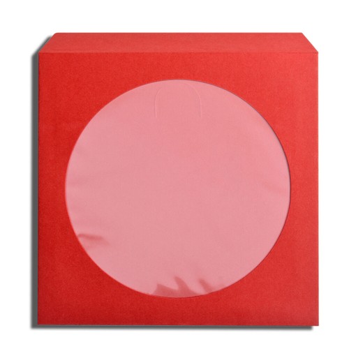 100 Stück CD DVD Papierhüllen Umschlag Hülle mit Fensterschnitt Klappe in Rot - Bild 3 von 5