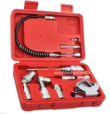 10pc Multi Function Lubrication Grease Gun Aid Kit hoses couplers Air And Manual