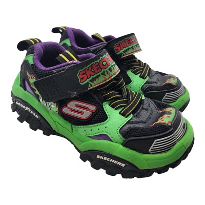 Skechers Shoes Kids 11 Turbo Speed Sneakers Green Hook and Eye Closure 403760L