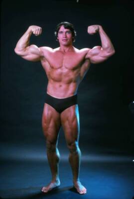Arnold Schwarzenegger posing at the top of his form in October 1976 Old Photo 58