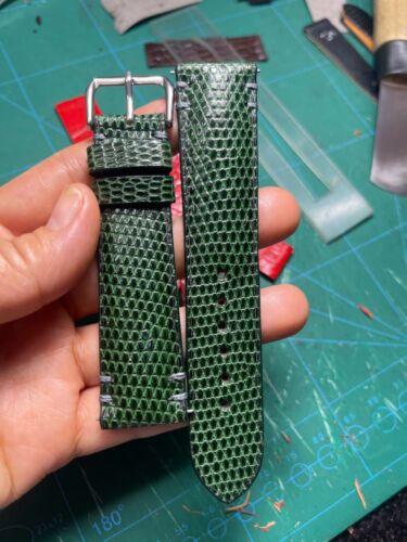 Grünes Leder Uhrenarmband, Eidechse Handarbeit Uhrenarmband 22mm/20mm - Bild 16 von 22
