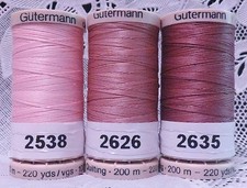 3 Pink GUTERMANN 100 cotton hand thread for Quilting 220 yard Spools
