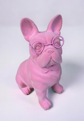 TARGET SPRITZ Valentines French Bulldog 8  Decor Flocked Bow Tie Frenchie Pink