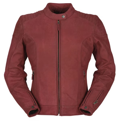 Furygan Damen Retro Motorrad Leder Jacke Debbie - Bordeaux/Weinrot