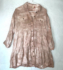 Anthropologie Pilcro Tie Dye Utility Dress Dusty Pink Size XS Pockets Button