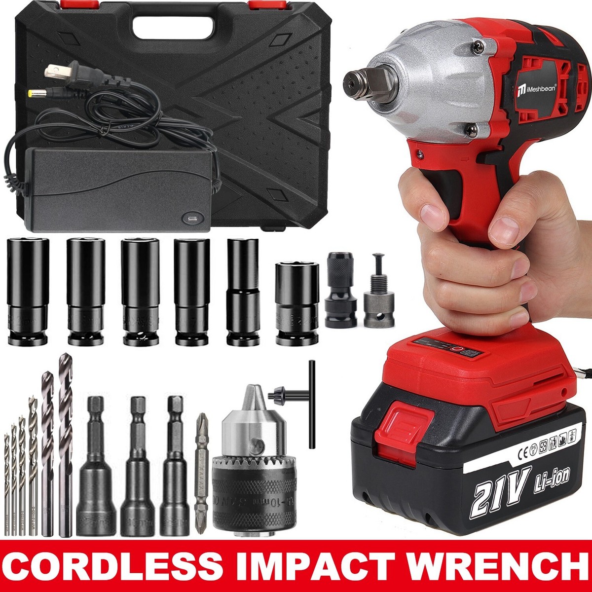 21V Cordless Impact Wrench Kit With 520N.m Torque - Brushless 1/2 Inch Electric Impact Driver With Battery & Charger