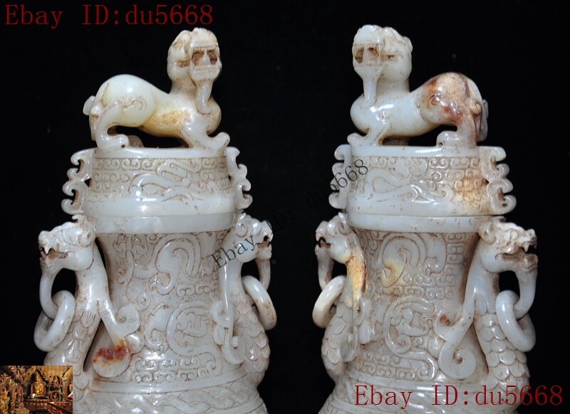 5& ANCIEN JADE Vert Chinois Sculpté Dynastie Fu Brosse Pot Crayon Vase