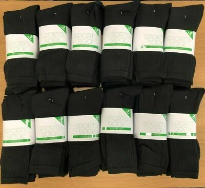 XCLUSIVISTA 10 Pair Pack Mens Casual Warm Black Socks Sports Winter Cotton Rich Size 6-11