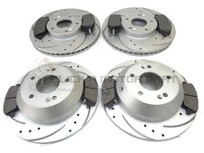 Front & Rear Drilled Grooved Brake Discs And Pads For Hyundai Santa Fe 2.2 13-17