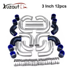 3 Inch 76mm Universal Aluminum Intercooler Turbo Pipe Piping Kit Black Hose