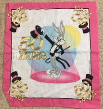 Vintage Bugs Bunny 50th Anniversary Bandana 1989 Pink 24x21 Rare Warner Bros.