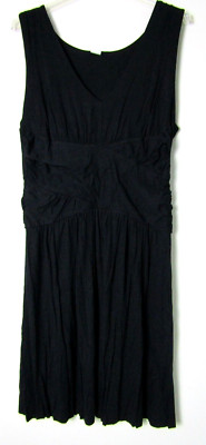 Three Dots Black Sleeveless V-Neck Ruched Waist Knit Sheath Dress XL